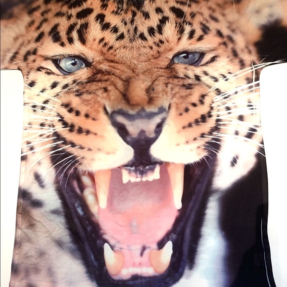 Cheetah Growl Roar Face T Shirt Men’s Medium Stretch Soft Fabric Rave Halloween - Picture 2 of 6